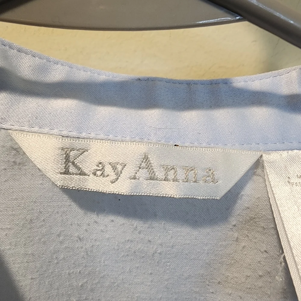 KAY ANNA Light Blue Long Sleeve Nightgown with Lace Trim Sz L